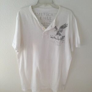 American Eagle Outfitters Cotton Casual Off White Shirt Size XLT